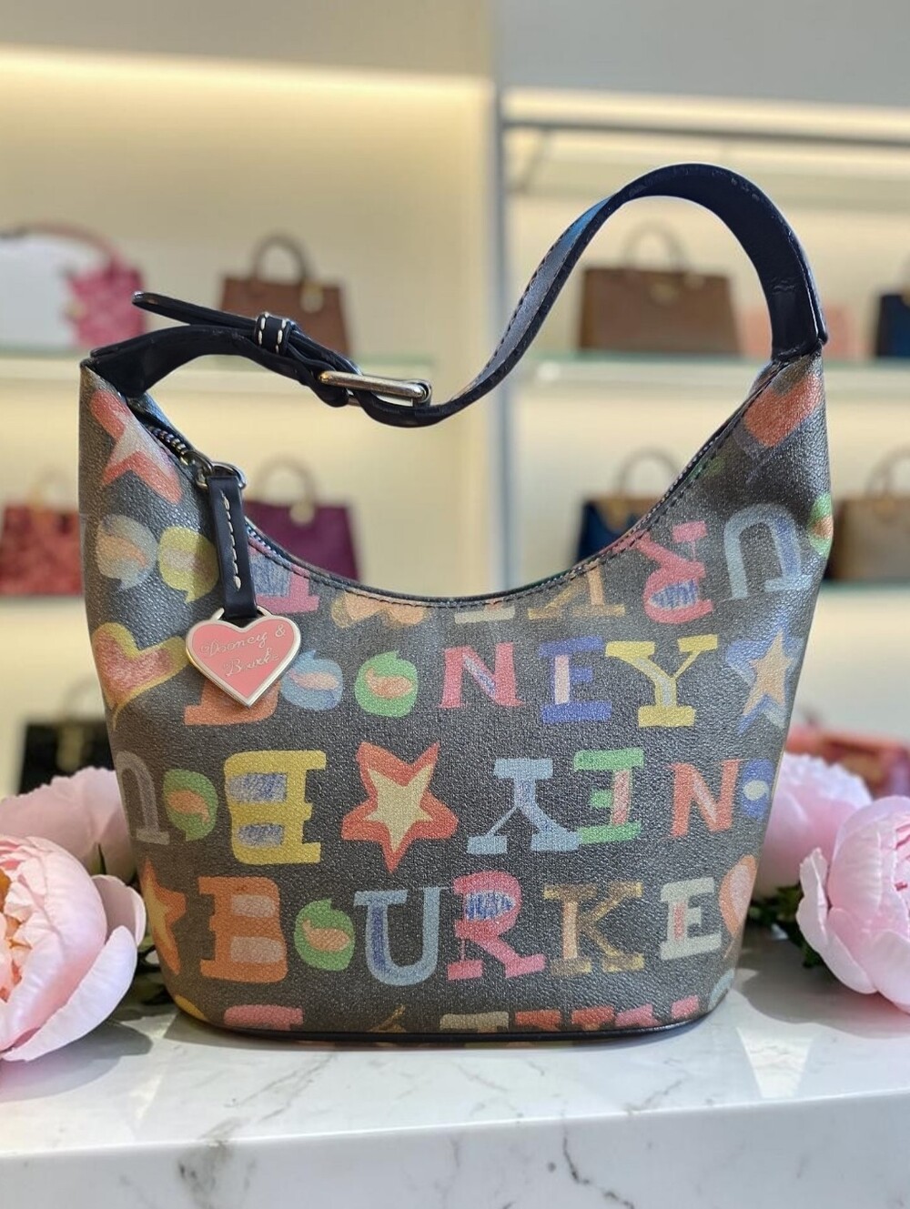 Dooney & Bourke-Graffiti Doodle crayon Mini hobo handbag- multicolor